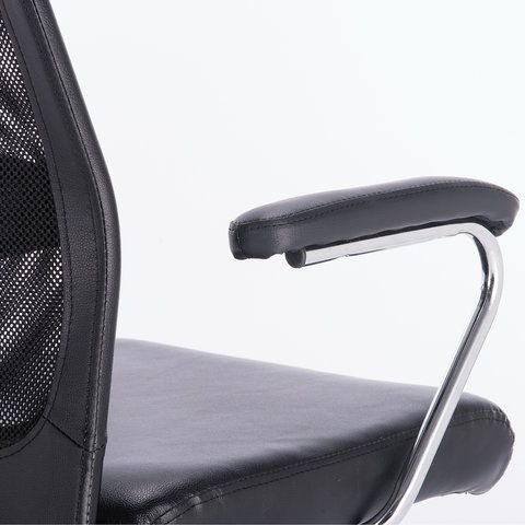 Кресло офисное BRABIX &quot;Flight EX-540&quot;, хром, экокожа, сетка, черное, 531850