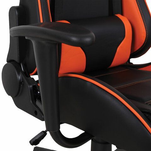 Кресло компьютерное BRABIX &quot;GT Racer GM-100&quot;, две подушки, экокожа, черное/оранжевое, 531925