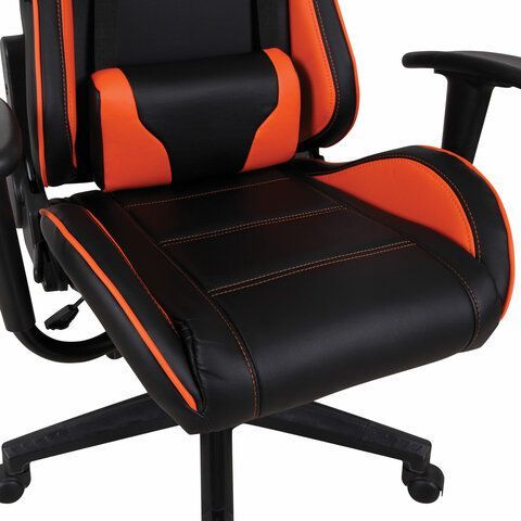 Кресло компьютерное BRABIX &quot;GT Racer GM-100&quot;, две подушки, экокожа, черное/оранжевое, 531925