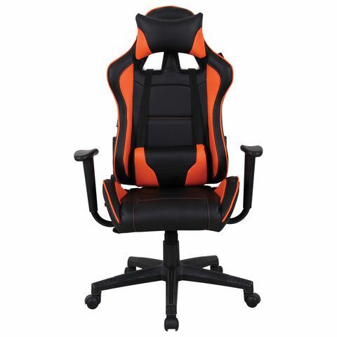Кресло компьютерное BRABIX &quot;GT Racer GM-100&quot;, две подушки, экокожа, черное/оранжевое, 531925