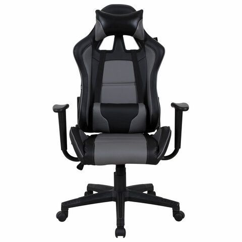 Кресло компьютерное BRABIX &quot;GT Racer GM-100&quot;, две подушки, экокожа, черное/серое, 531926
