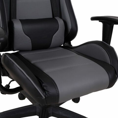 Кресло компьютерное BRABIX &quot;GT Racer GM-100&quot;, две подушки, экокожа, черное/серое, 531926