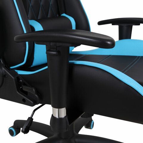 Кресло компьютерное BRABIX &quot;GT Master GM-110&quot;, две подушки, экокожа, черное/голубое, 531928