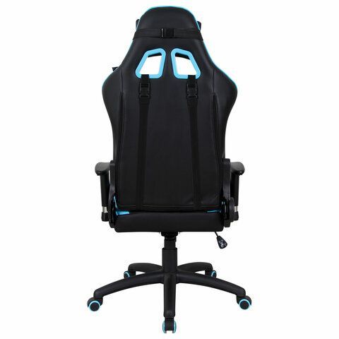 Кресло компьютерное BRABIX &quot;GT Master GM-110&quot;, две подушки, экокожа, черное/голубое, 531928