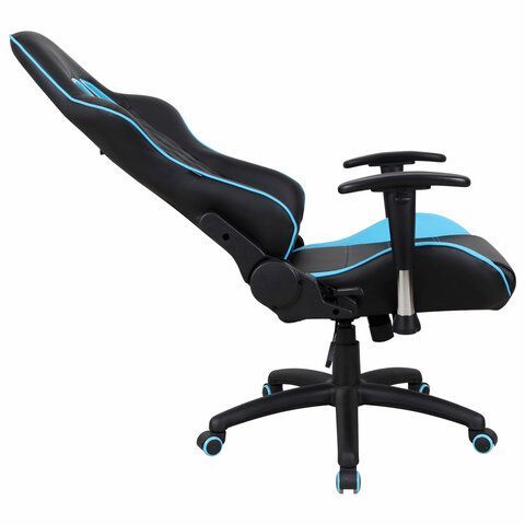 Кресло компьютерное BRABIX &quot;GT Master GM-110&quot;, две подушки, экокожа, черное/голубое, 531928