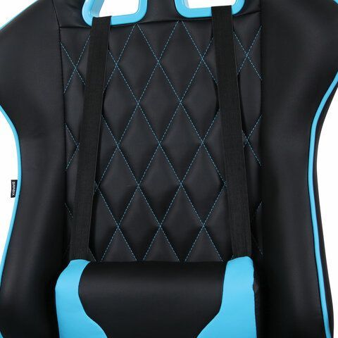Кресло компьютерное BRABIX &quot;GT Master GM-110&quot;, две подушки, экокожа, черное/голубое, 531928