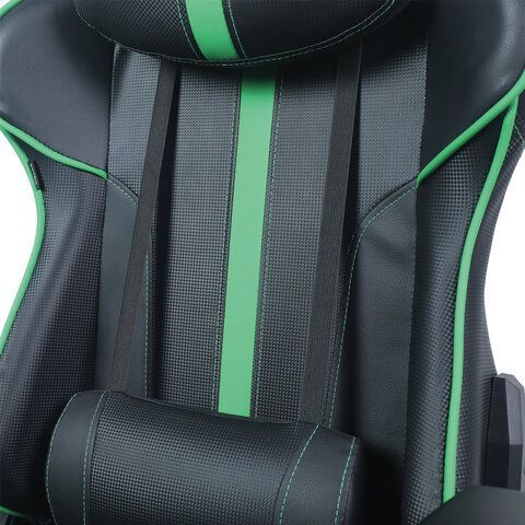 Кресло компьютерное BRABIX &quot;GT Carbon GM-120&quot;, две подушки, экокожа, черное/зеленое, 531929