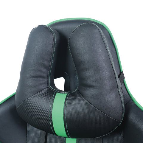 Кресло компьютерное BRABIX &quot;GT Carbon GM-120&quot;, две подушки, экокожа, черное/зеленое, 531929