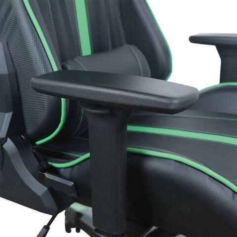 Кресло компьютерное BRABIX &quot;GT Carbon GM-120&quot;, две подушки, экокожа, черное/зеленое, 531929