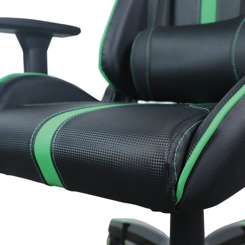 Кресло компьютерное BRABIX &quot;GT Carbon GM-120&quot;, две подушки, экокожа, черное/зеленое, 531929