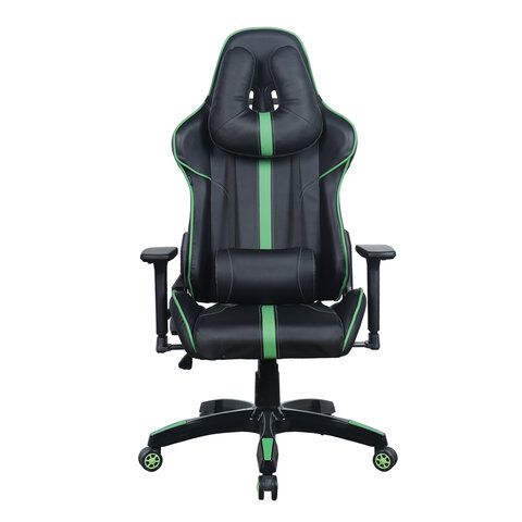 Кресло компьютерное BRABIX &quot;GT Carbon GM-120&quot;, две подушки, экокожа, черное/зеленое, 531929