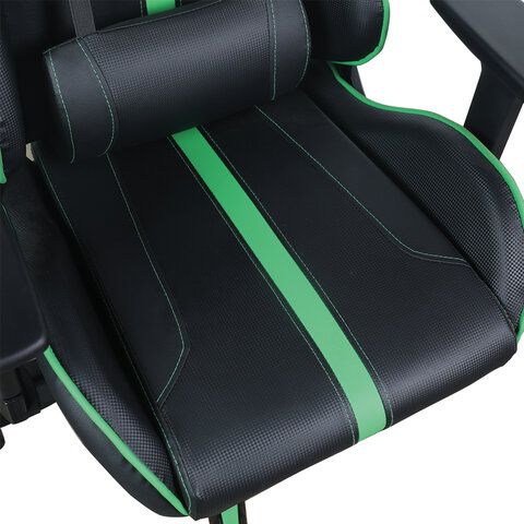 Кресло компьютерное BRABIX &quot;GT Carbon GM-120&quot;, две подушки, экокожа, черное/зеленое, 531929