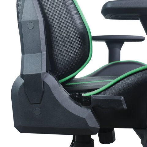 Кресло компьютерное BRABIX &quot;GT Carbon GM-120&quot;, две подушки, экокожа, черное/зеленое, 531929