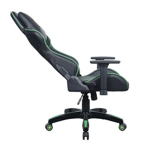 Кресло компьютерное BRABIX &quot;GT Carbon GM-120&quot;, две подушки, экокожа, черное/зеленое, 531929