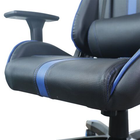 Кресло компьютерное BRABIX &quot;GT Carbon GM-120&quot;, две подушки, экокожа, черное/синее, 531930