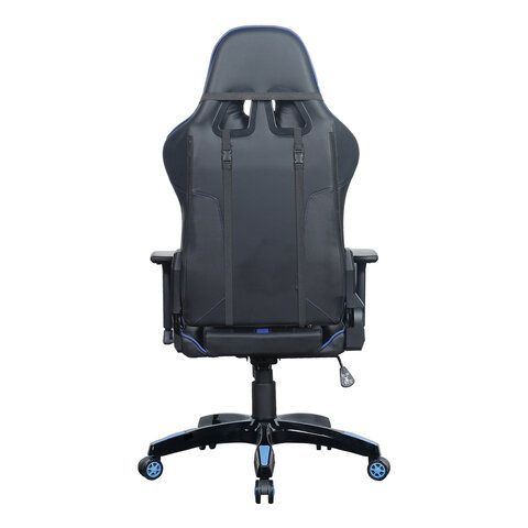 Кресло компьютерное BRABIX &quot;GT Carbon GM-120&quot;, две подушки, экокожа, черное/синее, 531930