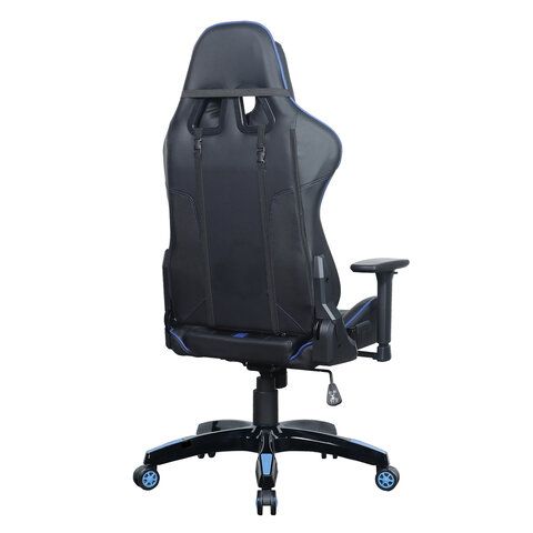 Кресло компьютерное BRABIX &quot;GT Carbon GM-120&quot;, две подушки, экокожа, черное/синее, 531930