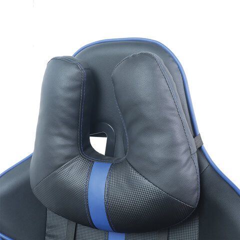 Кресло компьютерное BRABIX &quot;GT Carbon GM-120&quot;, две подушки, экокожа, черное/синее, 531930