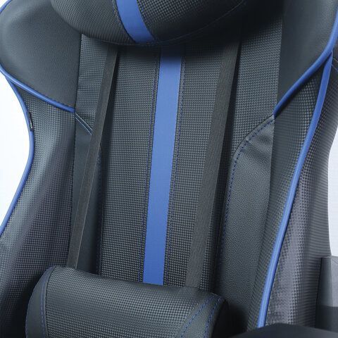 Кресло компьютерное BRABIX &quot;GT Carbon GM-120&quot;, две подушки, экокожа, черное/синее, 531930