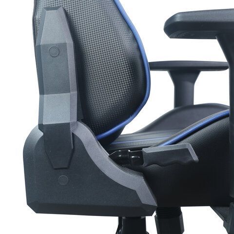 Кресло компьютерное BRABIX &quot;GT Carbon GM-120&quot;, две подушки, экокожа, черное/синее, 531930
