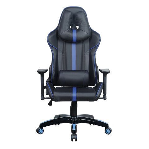 Кресло компьютерное BRABIX &quot;GT Carbon GM-120&quot;, две подушки, экокожа, черное/синее, 531930