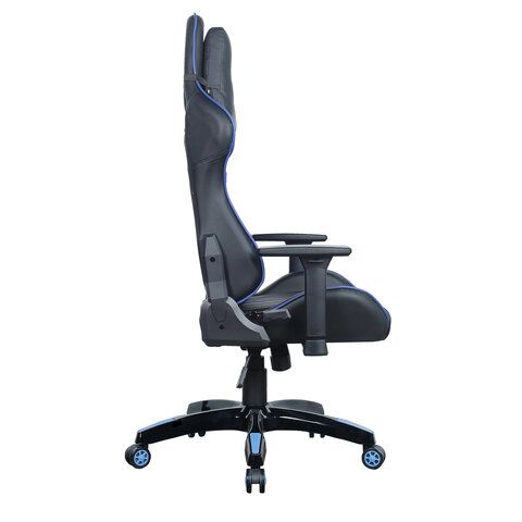 Кресло компьютерное BRABIX &quot;GT Carbon GM-120&quot;, две подушки, экокожа, черное/синее, 531930