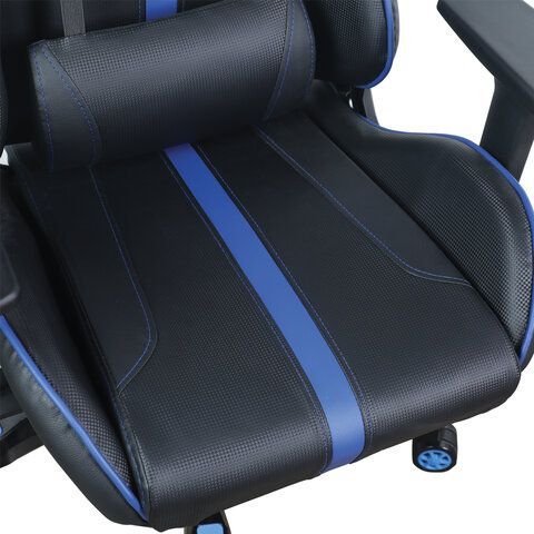 Кресло компьютерное BRABIX &quot;GT Carbon GM-120&quot;, две подушки, экокожа, черное/синее, 531930