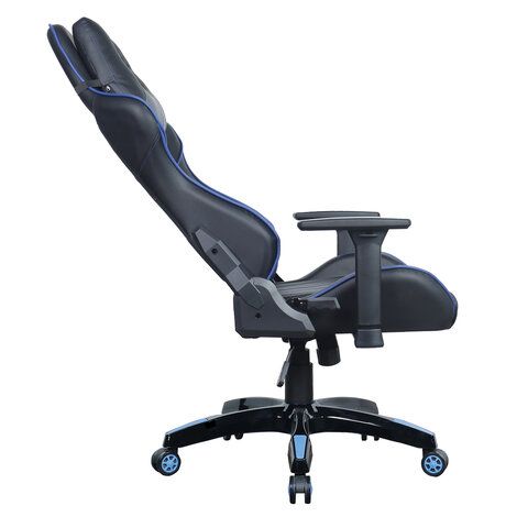 Кресло компьютерное BRABIX &quot;GT Carbon GM-120&quot;, две подушки, экокожа, черное/синее, 531930