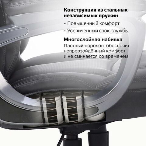 Кресло офисное BRABIX PREMIUM &quot;Favorite EX-577&quot;, пружинный блок, рециклированная кожа, черное, 531934