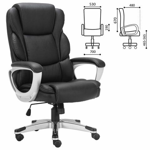 Кресло офисное BRABIX PREMIUM &quot;Rest EX-555&quot;, пружинный блок, экокожа, черное, 531938
