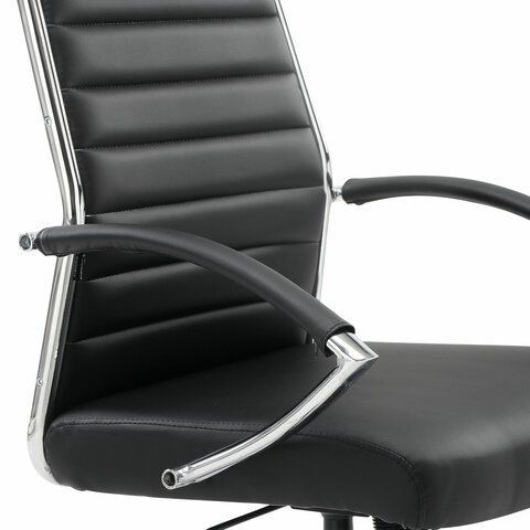 Кресло офисное BRABIX &quot;Style EX-528&quot;, экокожа, хром, черное, 531947