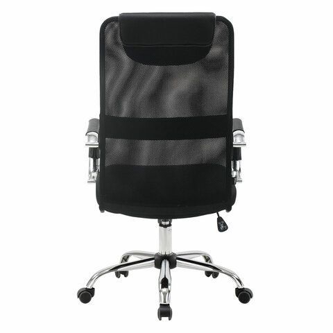 Кресло офисное BRABIX &quot;Fit EX-514&quot;, с подголовником, хром, черное, 531949