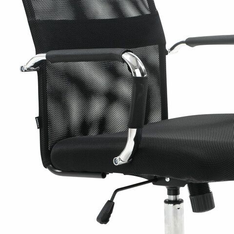 Кресло офисное BRABIX &quot;Fit EX-514&quot;, с подголовником, хром, черное, 531949