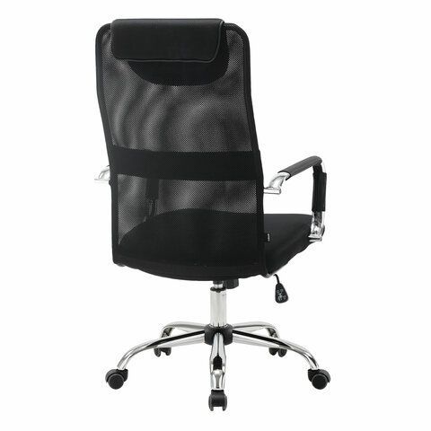 Кресло офисное BRABIX &quot;Fit EX-514&quot;, с подголовником, хром, черное, 531949
