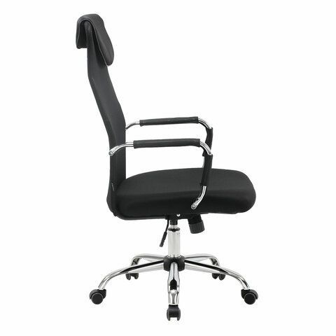 Кресло офисное BRABIX &quot;Fit EX-514&quot;, с подголовником, хром, черное, 531949