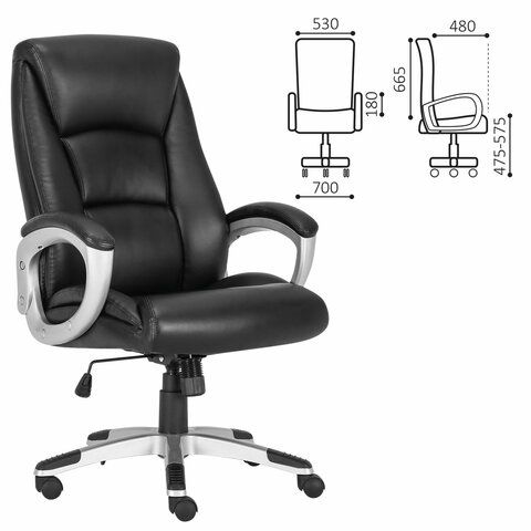 Кресло офисное BRABIX PREMIUM &quot;Grand EX-501&quot;, рециклированная кожа, черное, 531950