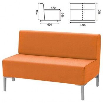 Диван мягкий двухместный "Хост" М-43, 1200х620х780 мм, без подлокотников, экокожа, оранжевый