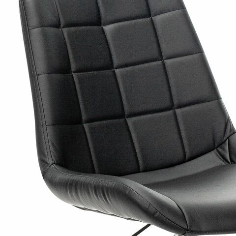 Кресло BRABIX &quot;Deco MG-316&quot;, без подлокотников, пятилучие серебристое, экокожа, черное, 532080.