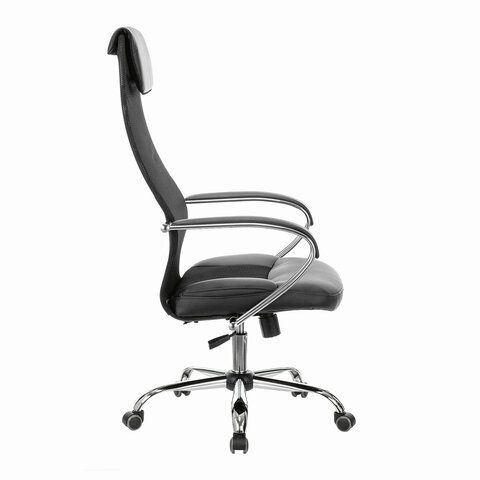 Кресло офисное BRABIX PREMIUM &quot;Stalker EX-608 CH&quot;, хром, ткань-сетка/кожзам, черное, 532091