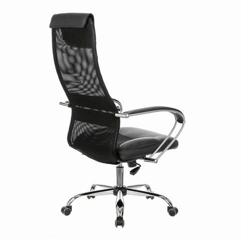 Кресло офисное BRABIX PREMIUM &quot;Stalker EX-608 CH&quot;, хром, ткань-сетка/кожзам, черное, 532091