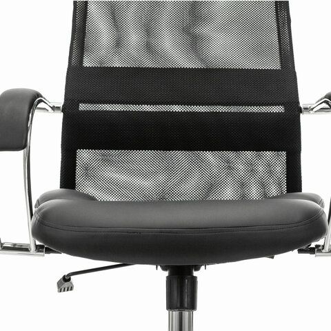 Кресло офисное BRABIX PREMIUM &quot;Stalker EX-608 CH&quot;, хром, ткань-сетка/кожзам, черное, 532091