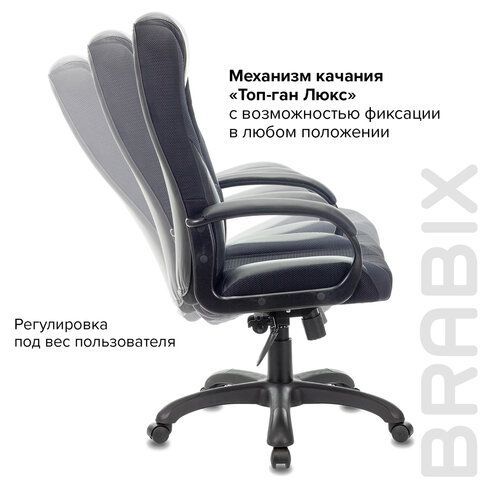 Кресло компьютерное BRABIX PREMIUM &quot;Rapid GM-102&quot;, экокожа/ткань, черное/серое, 532105