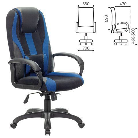 Кресло компьютерное BRABIX PREMIUM &quot;Rapid GM-102&quot;, экокожа/ткань, черное/синее, 532106