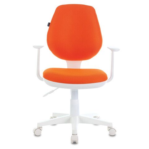 Кресло детское BRABIX &quot;Fancy MG-201W&quot;, с подлокотниками, пластик белый, оранжевое, 532410, MG-201W_532410