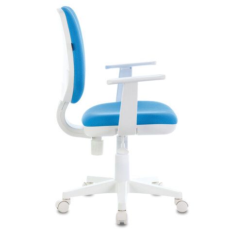 Кресло детское BRABIX &quot;Fancy MG-201W&quot;, с подлокотниками, пластик белый, голубое, 532411, MG-201W_532411