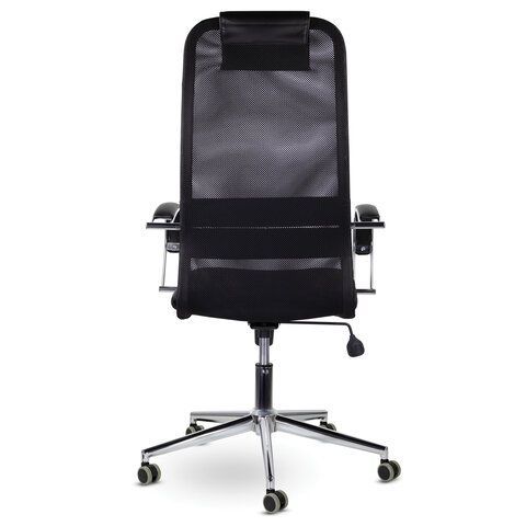 Кресло офисное BRABIX &quot;Pilot EX-610 CH&quot; premium, хром, ткань-сетка, черное, 532417