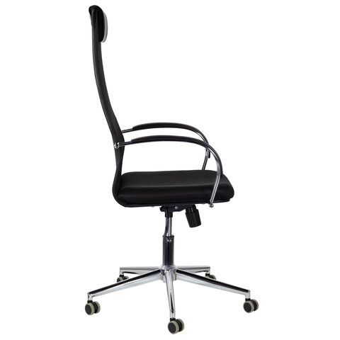 Кресло офисное BRABIX &quot;Pilot EX-610 CH&quot; premium, хром, ткань-сетка, черное, 532417