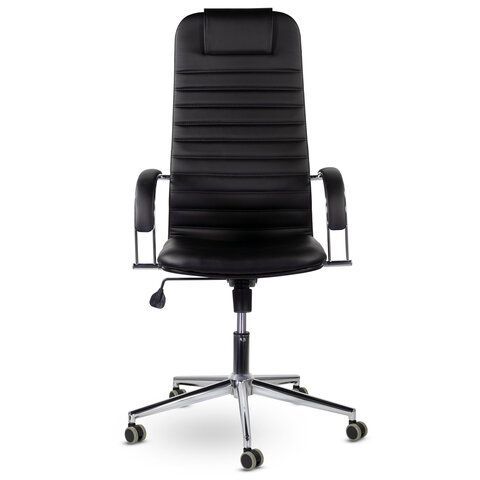 Кресло офисное BRABIX &quot;Pilot EX-610 CH&quot; premium, хром, кожзам, черное, 532418