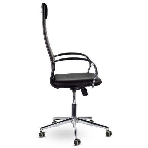 Кресло офисное BRABIX &quot;Pilot EX-610 CH&quot; premium, хром, кожзам, черное, 532418