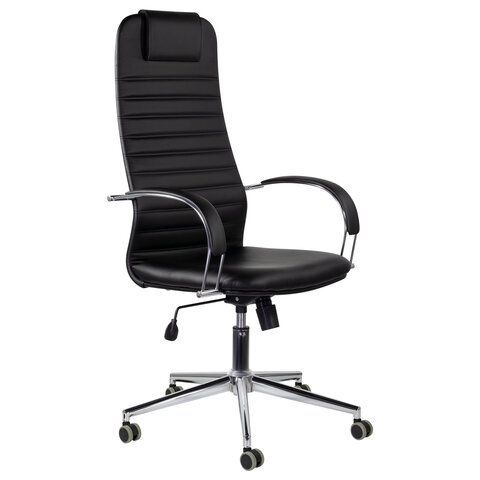 Кресло офисное BRABIX &quot;Pilot EX-610 CH&quot; premium, хром, кожзам, черное, 532418